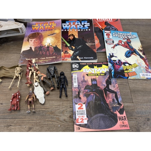 474 - A collection of Star Wars collectables to include Hasbro Millennium Falcon, Hasbro figurines, Sphero... 