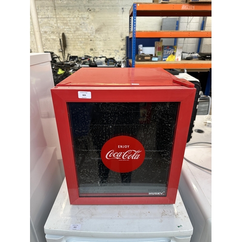 809 - A Husky HUS-EL194-HU counter top drinks fridge with Coca-Cola branding