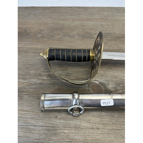 553 - A British Infantry style officer's sword with sheath - approx. 93cm long