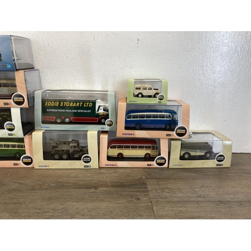 493 - Twenty boxed Oxford diecast model vehicles to include Haulage, Omnibus, Commercials, Military etc.