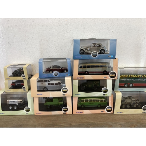 493 - Twenty boxed Oxford diecast model vehicles to include Haulage, Omnibus, Commercials, Military etc.