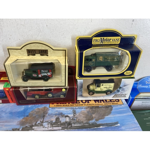 496 - A collection of boxed diecast model vehicles to include Corgi Tramlines, Corgi Collectors' Classics,... 