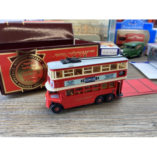 496 - A collection of boxed diecast model vehicles to include Corgi Tramlines, Corgi Collectors' Classics,... 