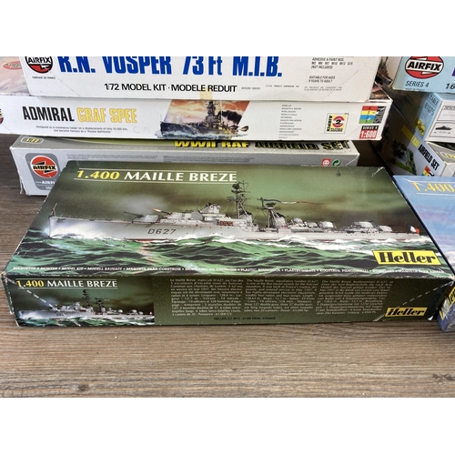 498 - A large collection of model kits to include Airfix, Revell, Heller etc.