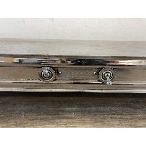 403 - An early/mid 20th century Harrods Ltd. of London aluminium rectangular food warmer - approx. 10.5cm ... 