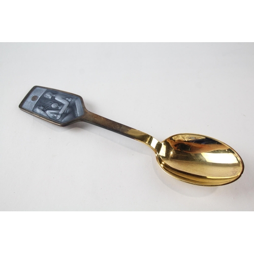 2244 - A 1973 A. Michelsen of Denmark hallmarked sterling silver and enamel commemorative spoon - approx. g... 