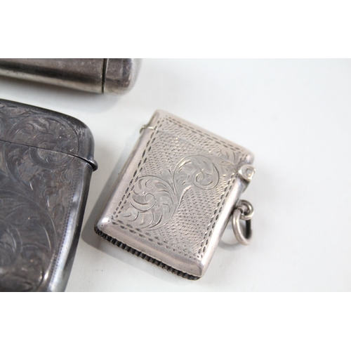 2252 - Four pieces of hallmarked sterling silver tobacciana, three vesta cases and one cheroot holder - app... 