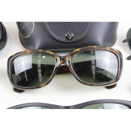 506 - Six pairs of Ray-Ban glasses, one prescription and five sun together with four cases