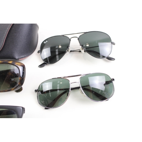 506 - Six pairs of Ray-Ban glasses, one prescription and five sun together with four cases