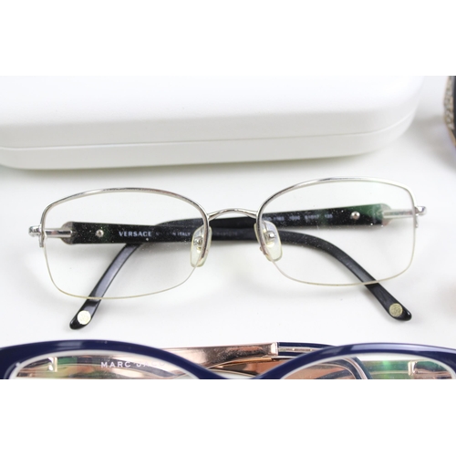 509 - Six pairs of designer prescription glasses with cases to include Tiffany & Co, Givenchy, Versace, Ma... 