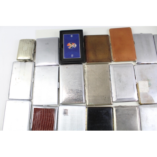 567 - Forty tobacco tins, cigarette cases and rolling machines to include EPNS etc.