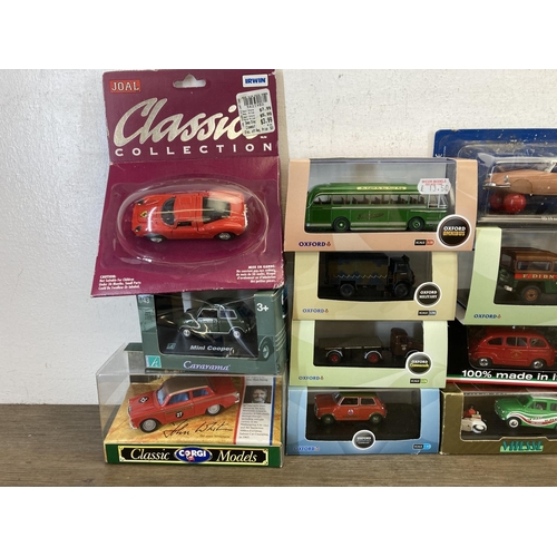 481 - A collection of boxed diecast model vehicles to include Oxford Military, Oxford Omnibus, Corgi Class... 