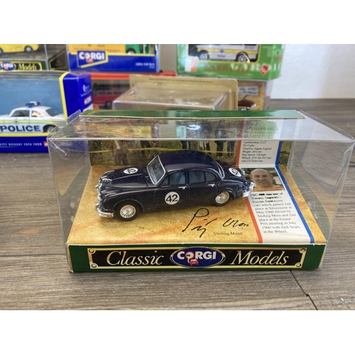 484 - A collection of boxed diecast model vehicles to include Corgi, Kyosho, Herpa, Norev etc.