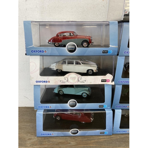 488 - Thirteen boxed Oxford diecast model vehicles to include Rolls Royce, Phantom III, Daimler DS420, Jag... 