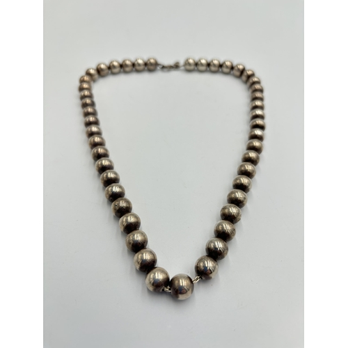 2083 - A Tiffany & Co .925 silver beaded necklace - approx. gross weight 45g