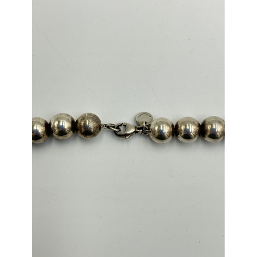 2083 - A Tiffany & Co .925 silver beaded necklace - approx. gross weight 45g