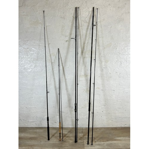 1006 - Four fishing rods, one Shakespeare Pro-Am Fly 2.7m with bag, one Shakespeare Cypry Carp 3.60m, one T... 