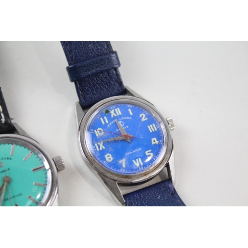 2175 - Three vintage Favre-Leuba Sea-King re-dial hand wind wristwatches