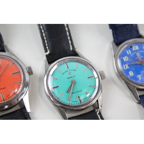 2175 - Three vintage Favre-Leuba Sea-King re-dial hand wind wristwatches