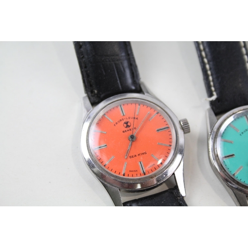 2175 - Three vintage Favre-Leuba Sea-King re-dial hand wind wristwatches