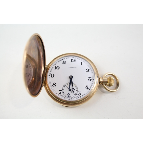 2183 - A vintage Pinnacle rolled gold hand wind full hunter pocket watch