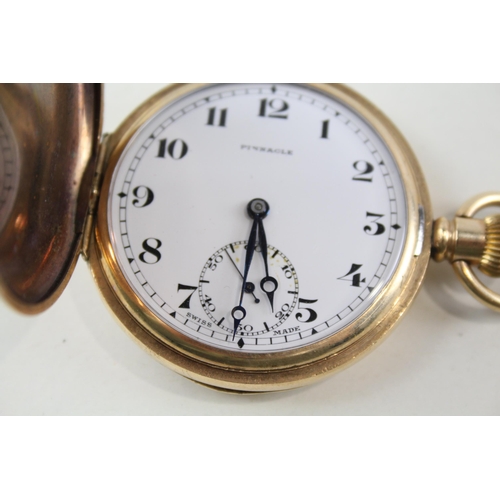 2183 - A vintage Pinnacle rolled gold hand wind full hunter pocket watch