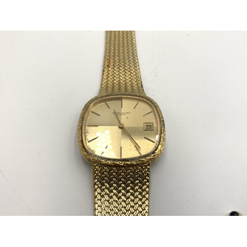 2163 - A vintage Favre-Leuba gold plated men's wristwatch