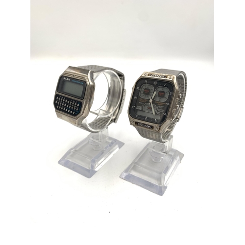 2164 - Two digital wristwatches, one Citizen Digi-Ana 30-0217 and one Alba calculator alarm Y739-5000