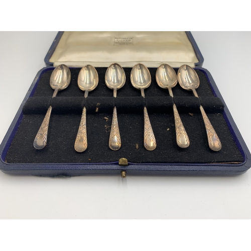 2195 - A cased set of six Edwardian John Round hallmarked Sheffield silver teaspoons, dated 1907 - approx. ... 