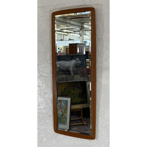 248 - A mid 20th century teak framed bevelled edge wall mirror - approx. 92cm high x 36cm wide