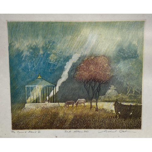 256 - Three mid 20th century framed Michael Oelman pencil signed limited edition coloured etchings, one ti... 