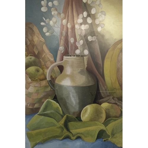 270 - A late 20th century framed watercolour still life of vase and fruit scene - approx. 76cm high x 55cm... 