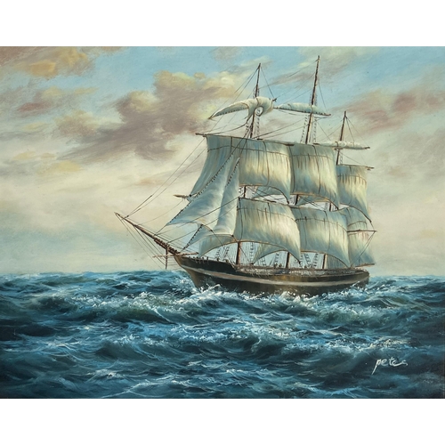 273 - A late 20th century framed oil on canvas of a Clipper ship at sea signed lower right - approx. 53cm ... 