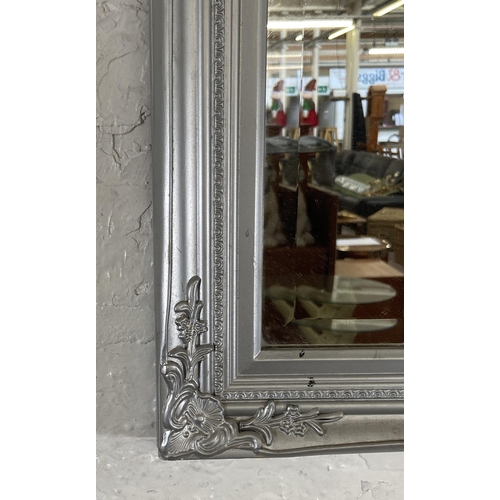 275 - A modern grey painted bevelled edge wall mirror - approx. 103cm high x 73cm wide