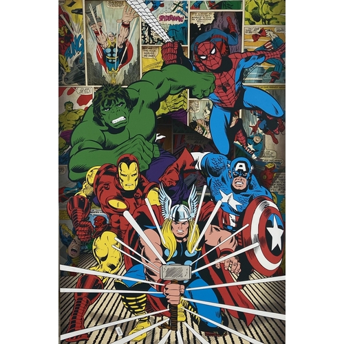 278 - Two Marvel Comics superhero canvas wall art prints - largest approx. 89cm high x 60cm wide