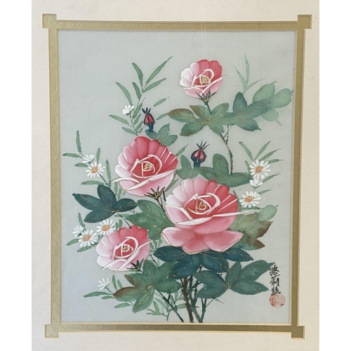 283 - Three mid/late 20th century Lou Li Sai limited edition 428/5000 silk paintings - approx. 41cm high x... 