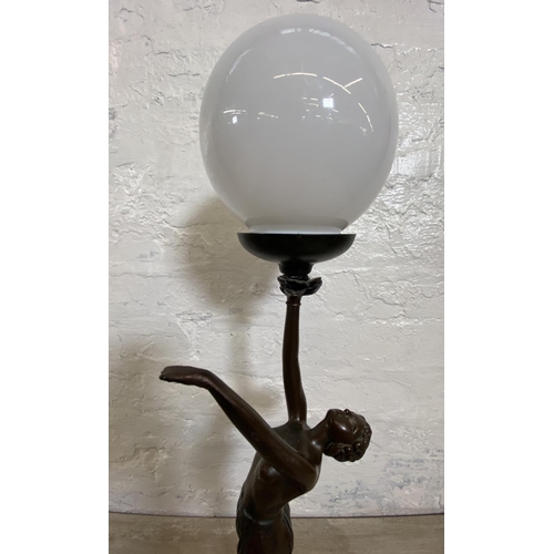 10 - An Art Deco style Widdop Bingham & Co. Ltd bronzed resin nude lady figural table lamp - approx. 66cm... 