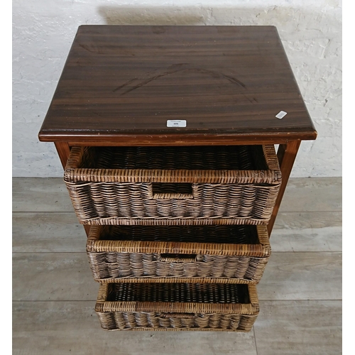 101 - A hardwood and wicker chest of drawers - approx. 79cm high x 54cm wide x 45cm deep