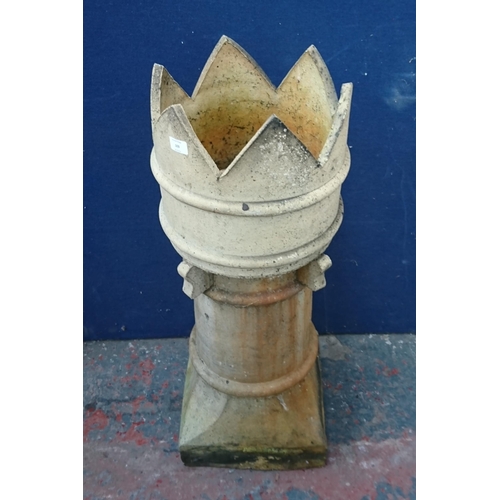 103 - A Victorian style clay crown top chimney pot - approx. 93cm high