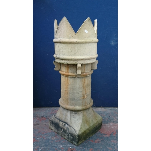 103 - A Victorian style clay crown top chimney pot - approx. 93cm high