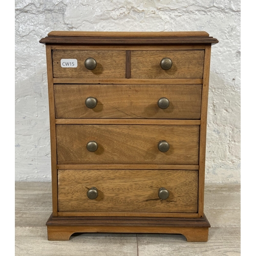 11 - A late 19th/early 20th century mahogany apprentice chest of drawers - approx. 34.5cm high x 27cm wid... 