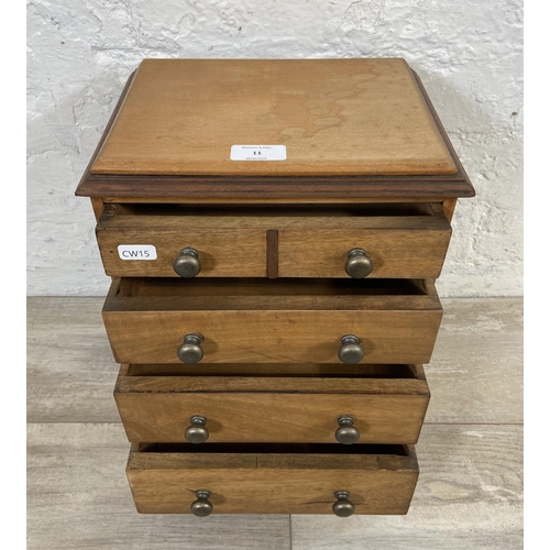 11 - A late 19th/early 20th century mahogany apprentice chest of drawers - approx. 34.5cm high x 27cm wid... 