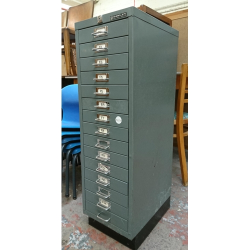 119 - A Bisley grey metal fifteen drawer filing cabinet