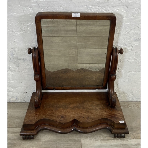 12 - A Victorian mahogany framed swing dressing table mirror - approx. 64cm high x 58cm wide x 29cm deep