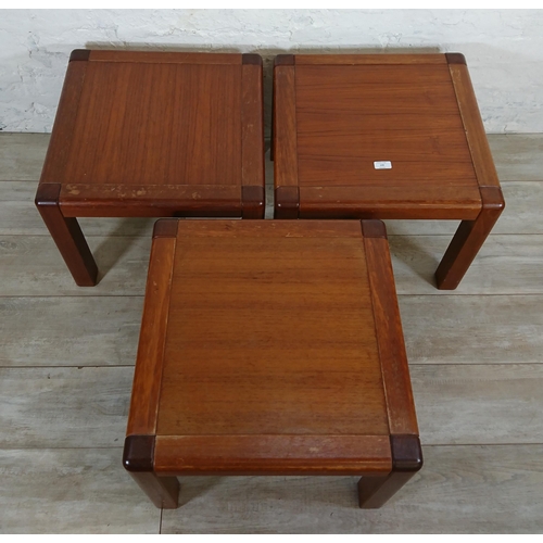 135 - Three mid 20th century Danish teak side tables - approx. 40cm high x 50cm wide x 50cm deep