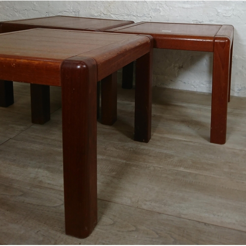 135 - Three mid 20th century Danish teak side tables - approx. 40cm high x 50cm wide x 50cm deep