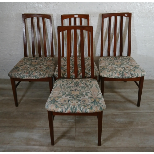 136 - Four mid 20th century William Lawrence teak and fabric upholstered dining chairs