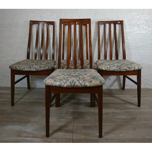 136 - Four mid 20th century William Lawrence teak and fabric upholstered dining chairs