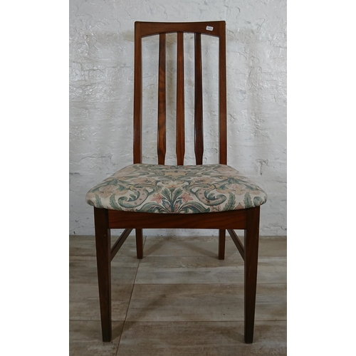 136 - Four mid 20th century William Lawrence teak and fabric upholstered dining chairs