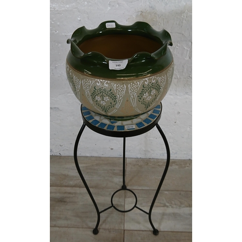 143 - Two items, one early 20th century Lovatt Langley Mill England leadless glaze jardinière and one mode... 